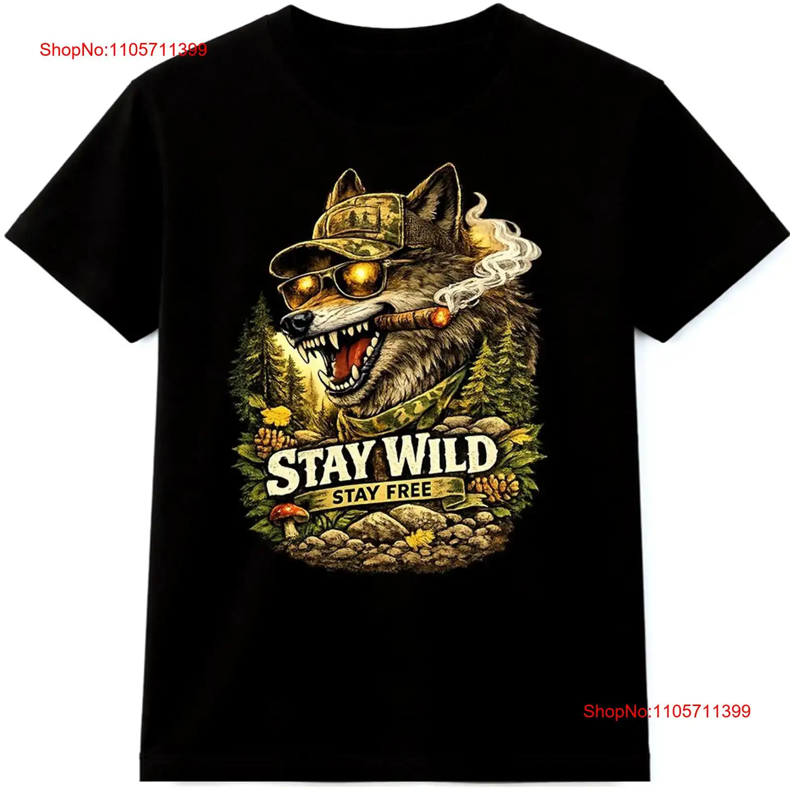 울프 티셔츠 Stay Wild Free 야외 야생동물  - Wildman Hunting & Outdoor Linton'S Corner Silver Lakes 리뷰 및 가격